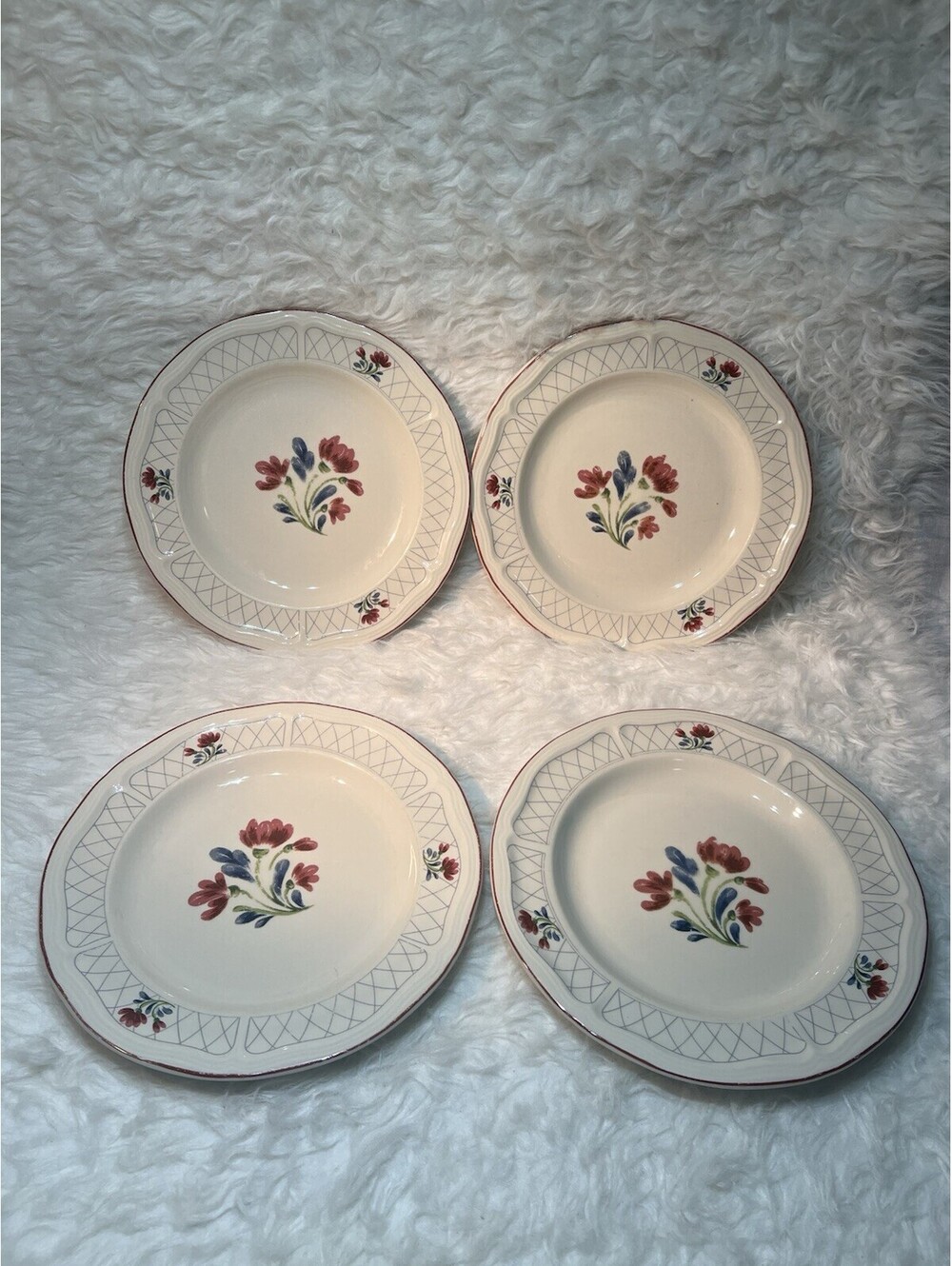 Tienshan Country Fleur Dinner Plate Set of Four (4) Stoneware